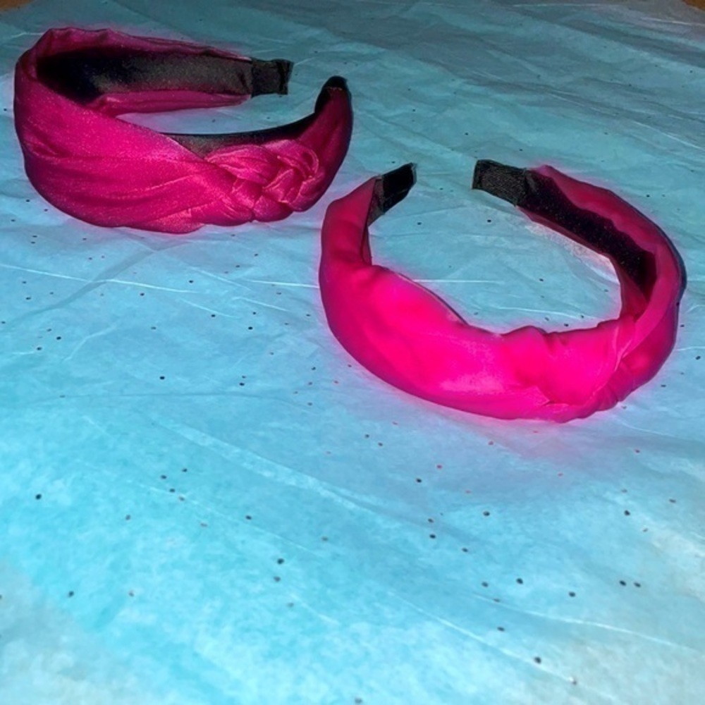 Set of 2 headband Wardani fuchsia braided side knot wide+ front knot headband - Picture 2 of 12